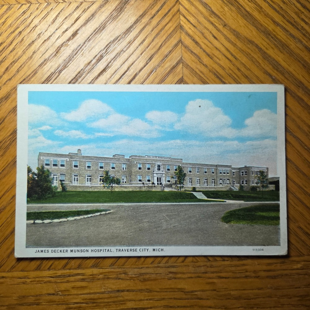 James Decker Munson Hospital Traverse City Michigan Vintage Linen Postcard